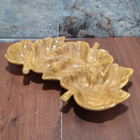 Fall Leaves Serving Dish Platter Harvest Collection Style Eyes Baum Bros - Picture 9 of 10